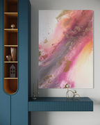 Flow displayed beside a blue cabinet in a styled interior