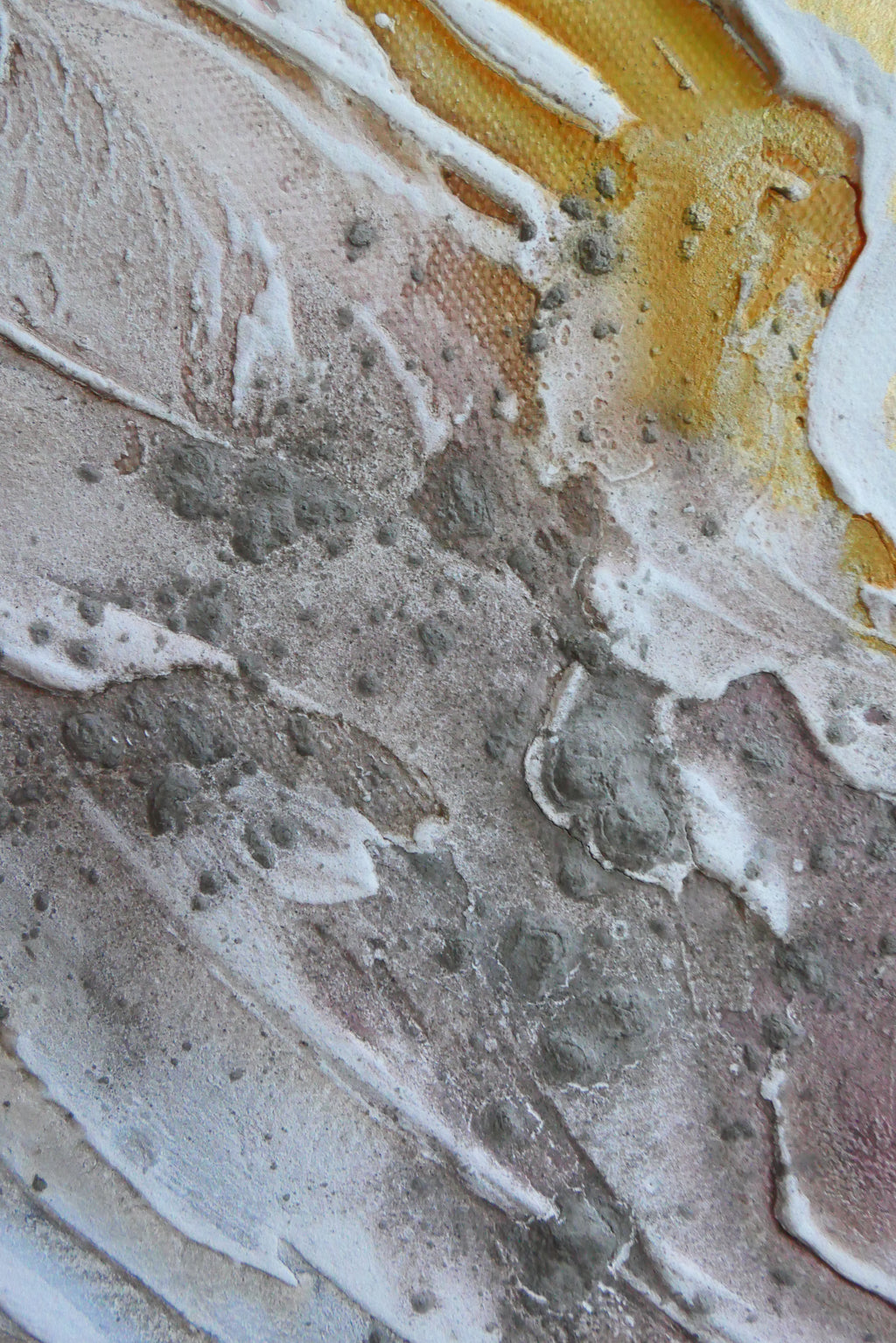 Surface detail of Serenity 2, Austrian limestone and structure paste forming a rough, stone-like texture