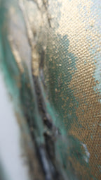 Surface detail of gold and green structure paste in Rooted 1
