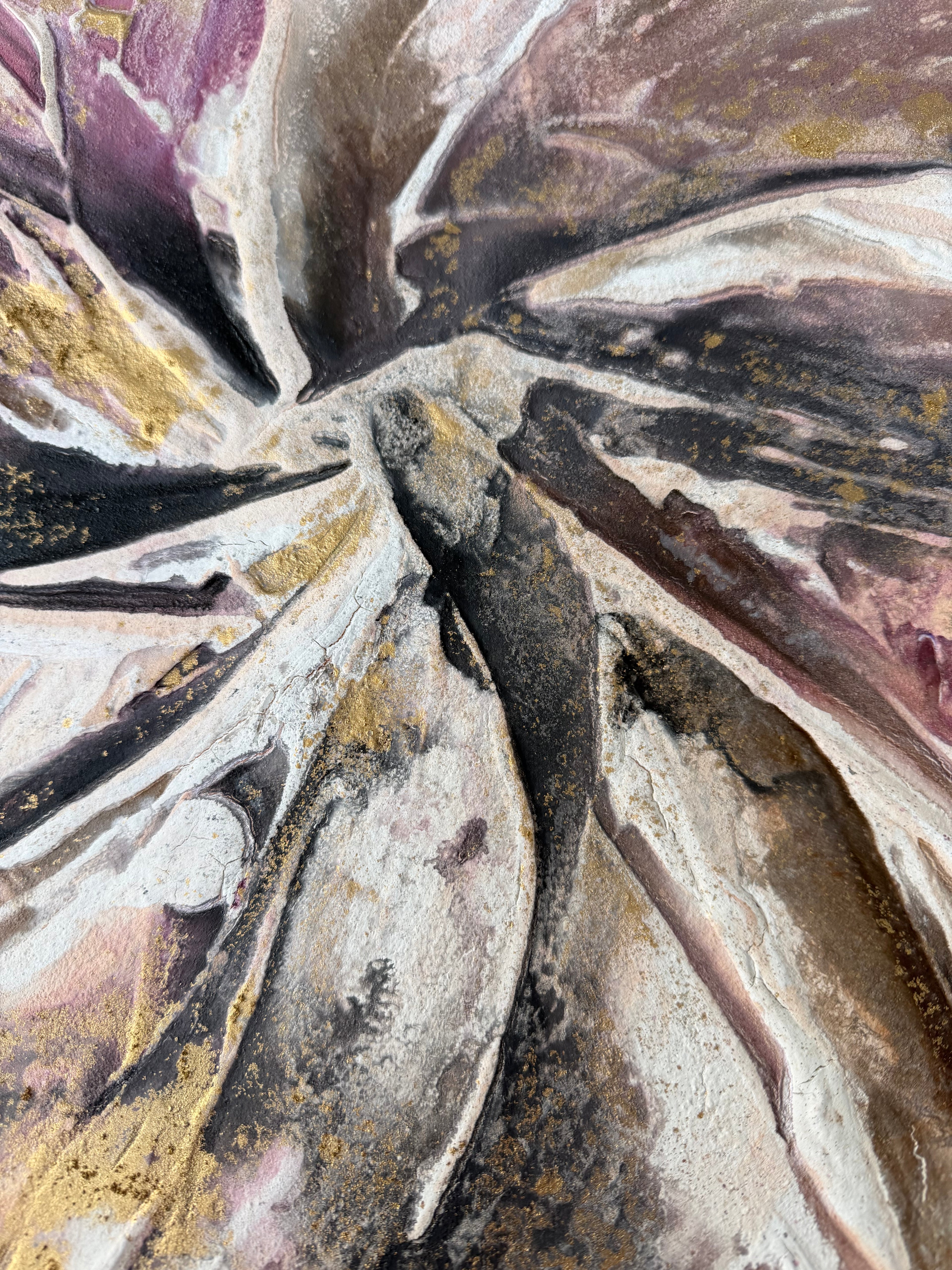 Macro of the centre of Wildflower, where the painted petals meet