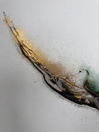 Angled view of Rooted 1 showing how far the gold and structure paste stand off the canvas