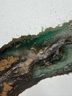 Detail of deep green and gold at the darkest point of Rooted 2