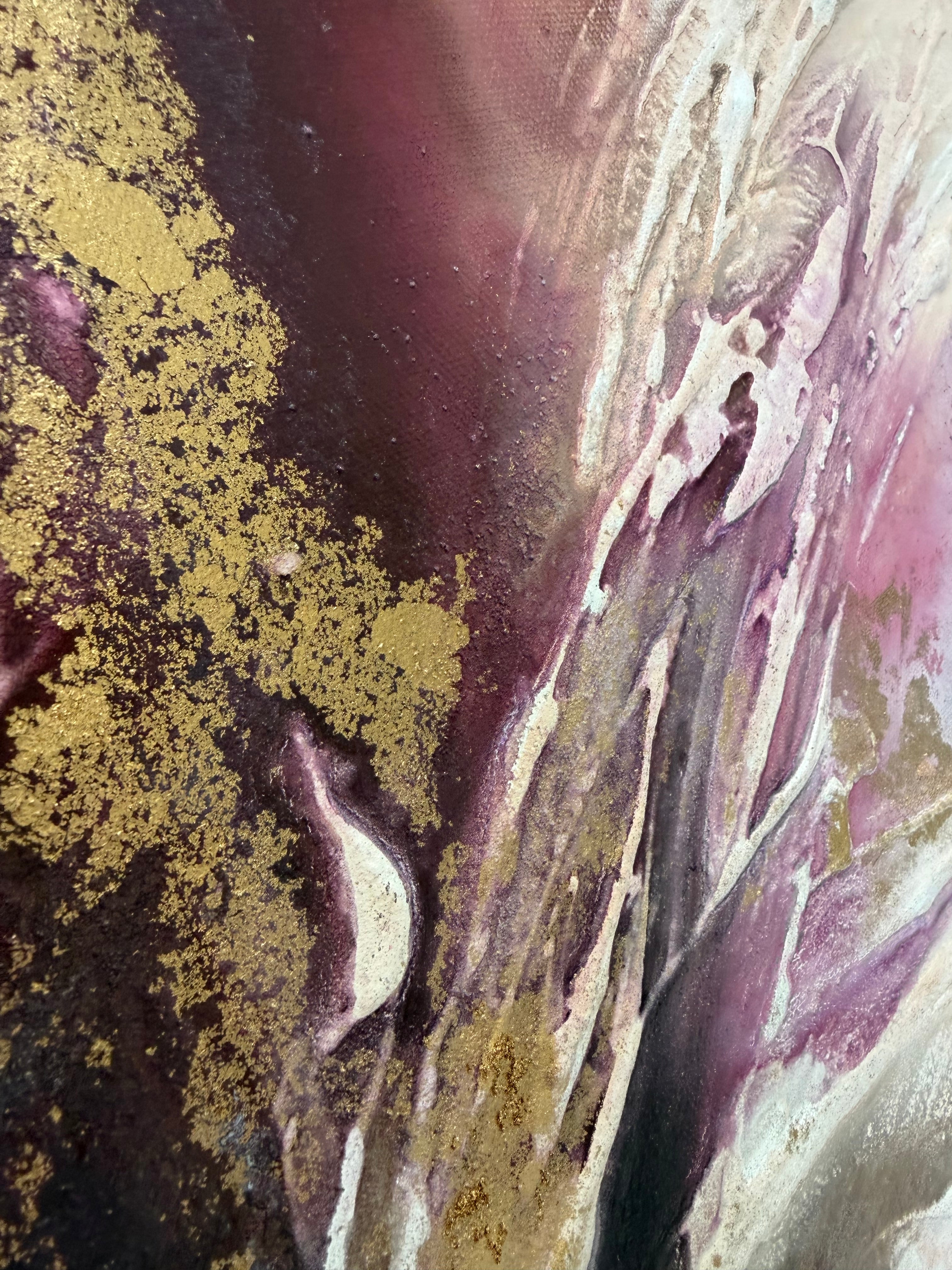 Close-up of the wine-red petals and gold pigment in Wildflower