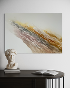 Serenity 2 hanging above a dark console styled with a classical bust and an open book
