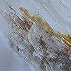 Diagonal detail of Liberation 1 showing white and gold layered brushwork.