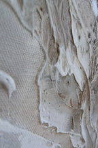 Texture detail of Liberation 1 where white structure paste meets the raw canvas weave.