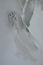 Close-up of the thick white impasto surface of Liberation 1.