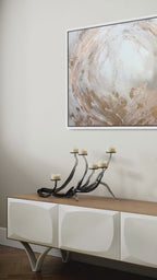 Video of Peace shown on the wall in a styled room